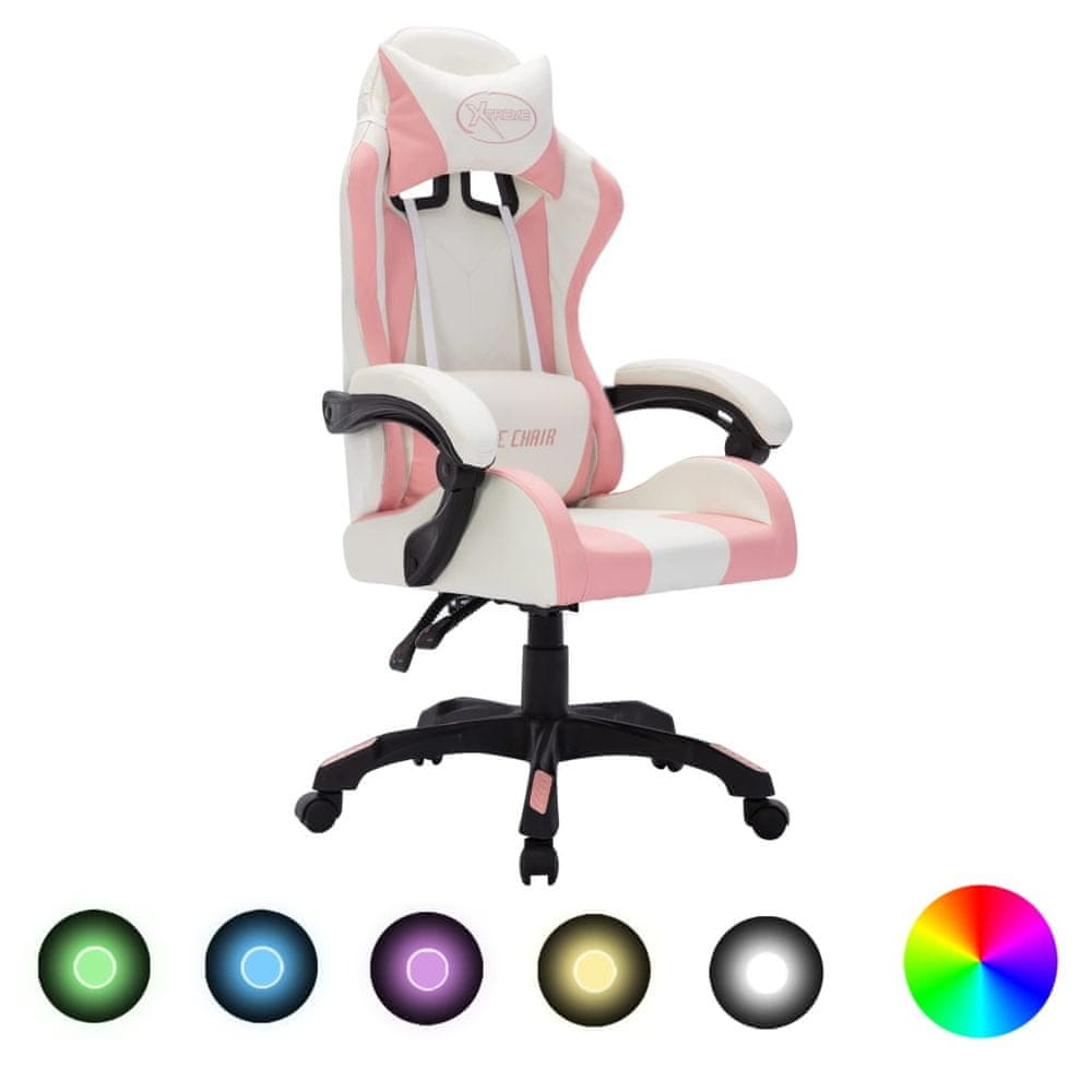 Petromila vidaXL Herná stolička s RGB LED svetlami ružovo-čierna umelá koža